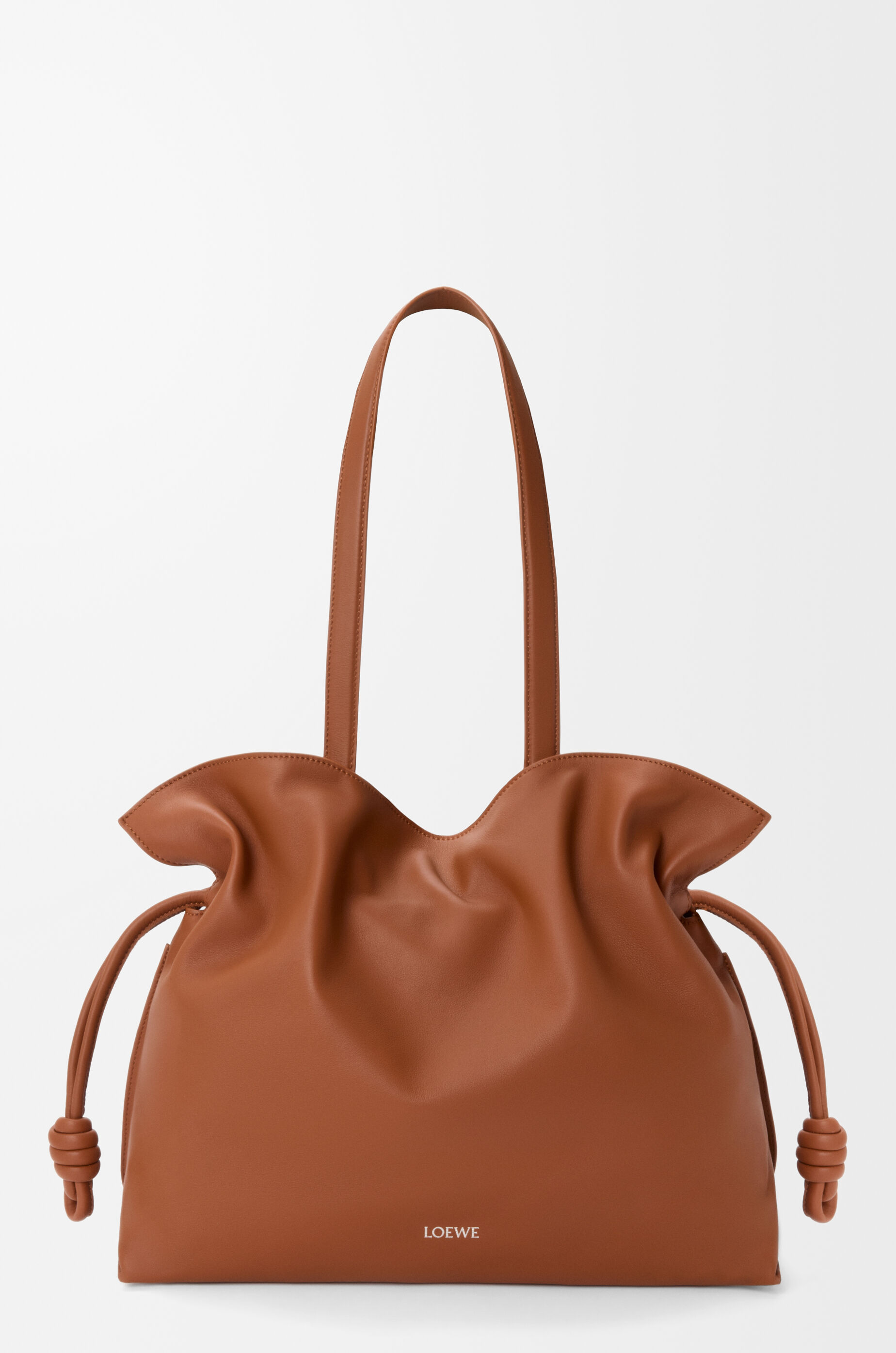 Loewe Large Leather Flamenco Clutch Shoulder Bag In Brown