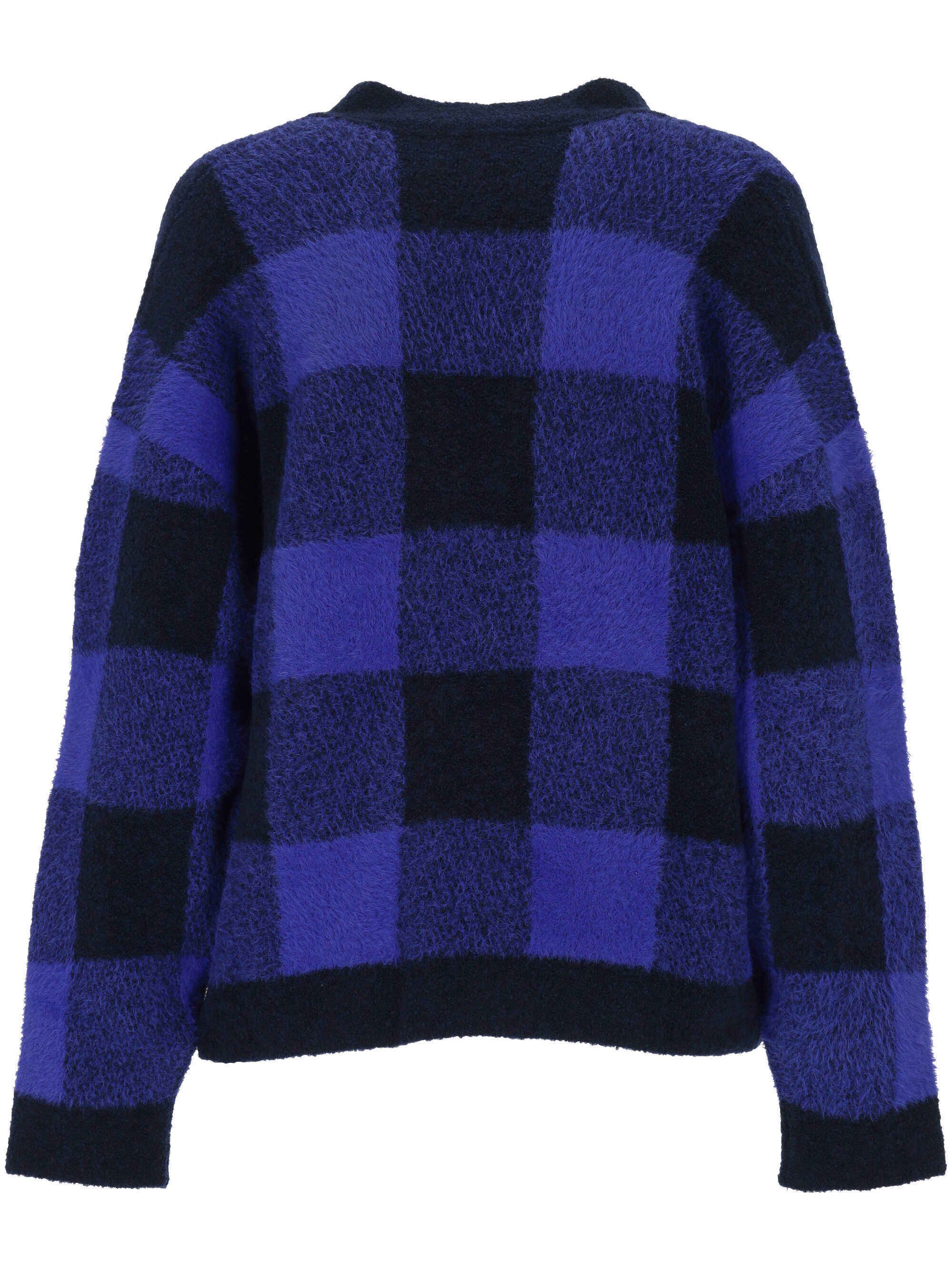 Off-white Jacquard Check Knit Cardigan In Blue