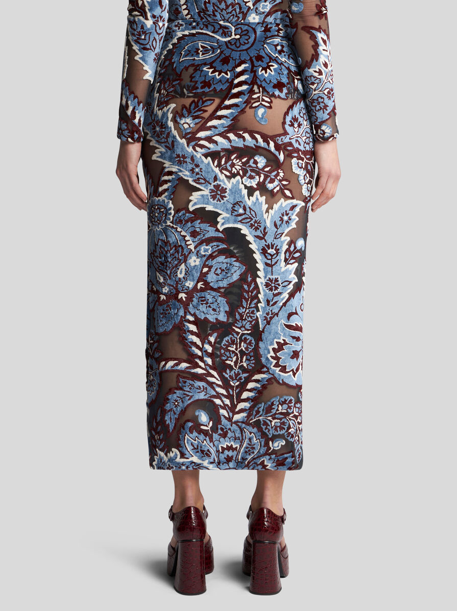 Shop Etro Tulle And Jacquard Velvet Skirt In Multicolor