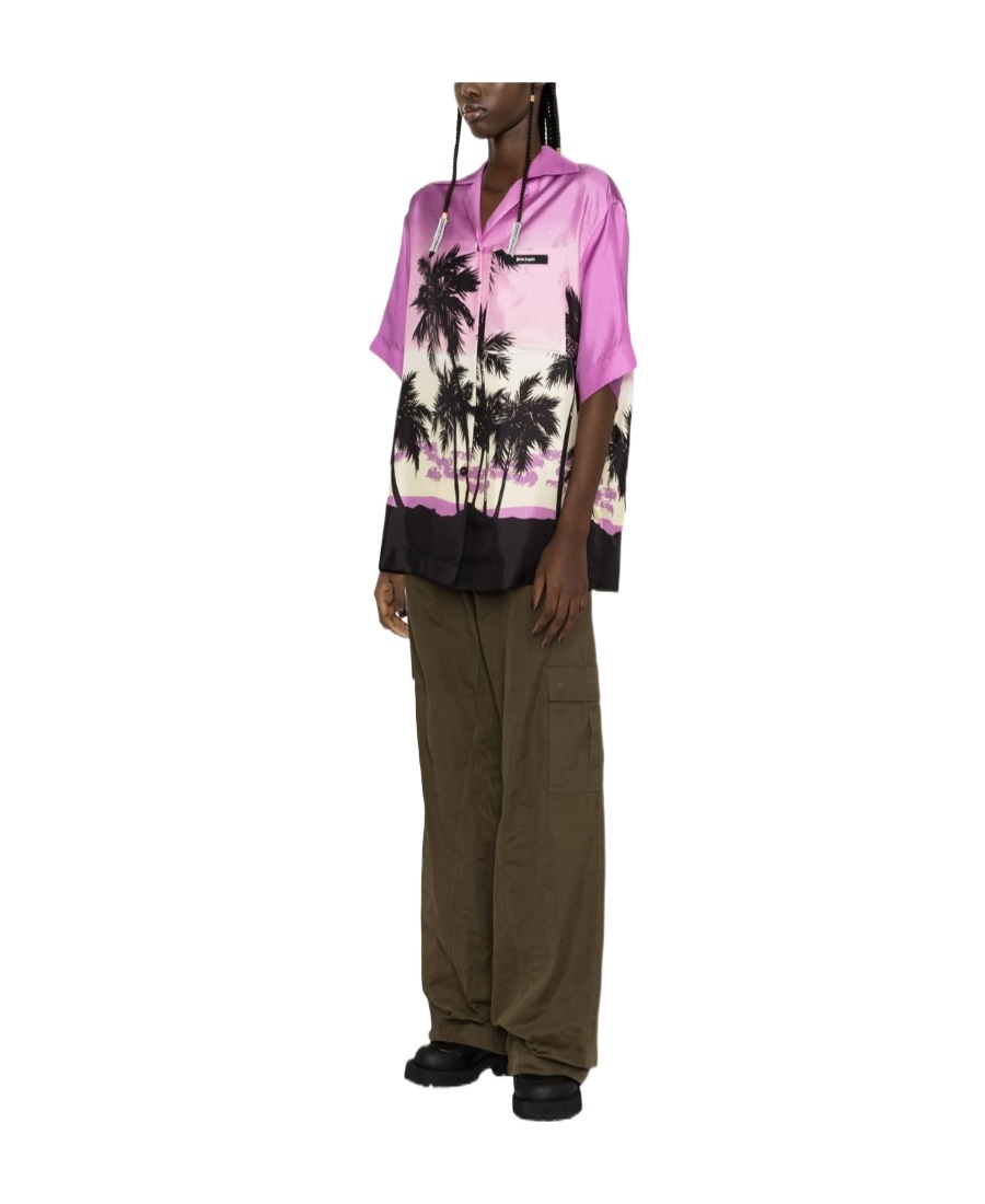 Palm Angels Sunset Print Shirt In Pink