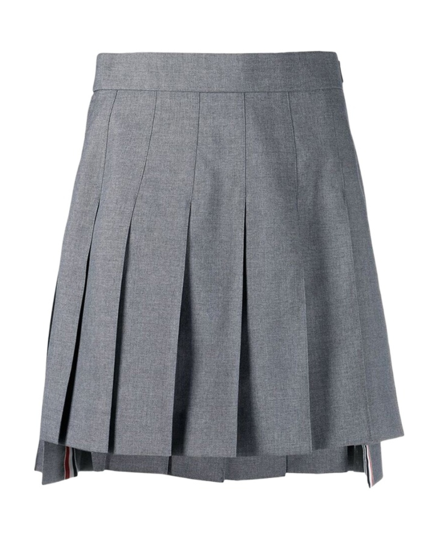 Shop Thom Browne Pleated Mini Skirt In Gray