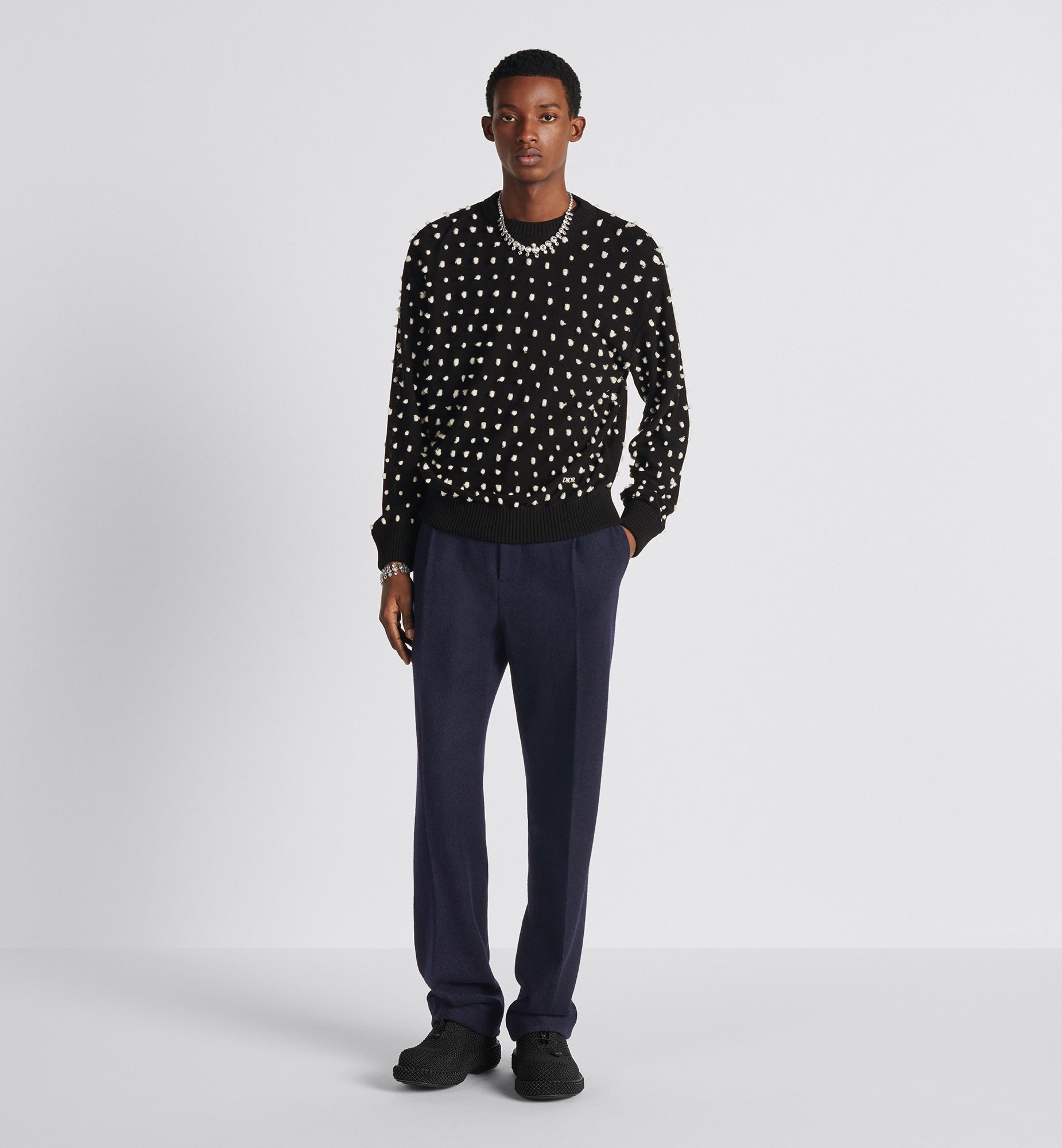 Dior Fleece Shearing Pleated Casual Trousers In Blue