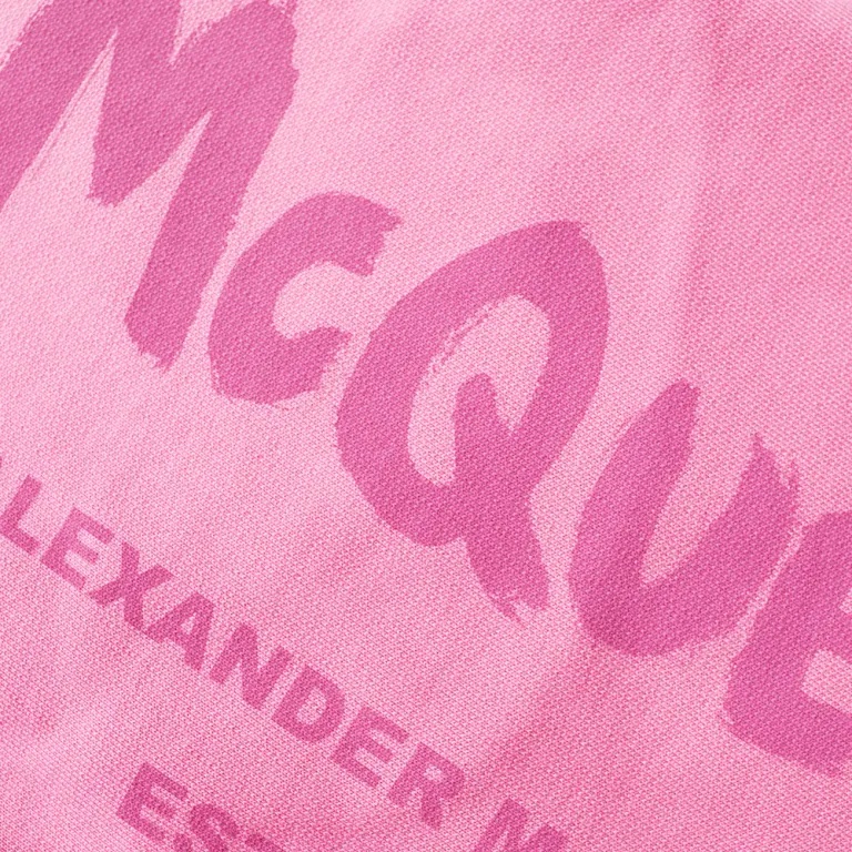Alexander Mcqueen Men Bermuda Shorts With Graffiti Logo Print In Pink