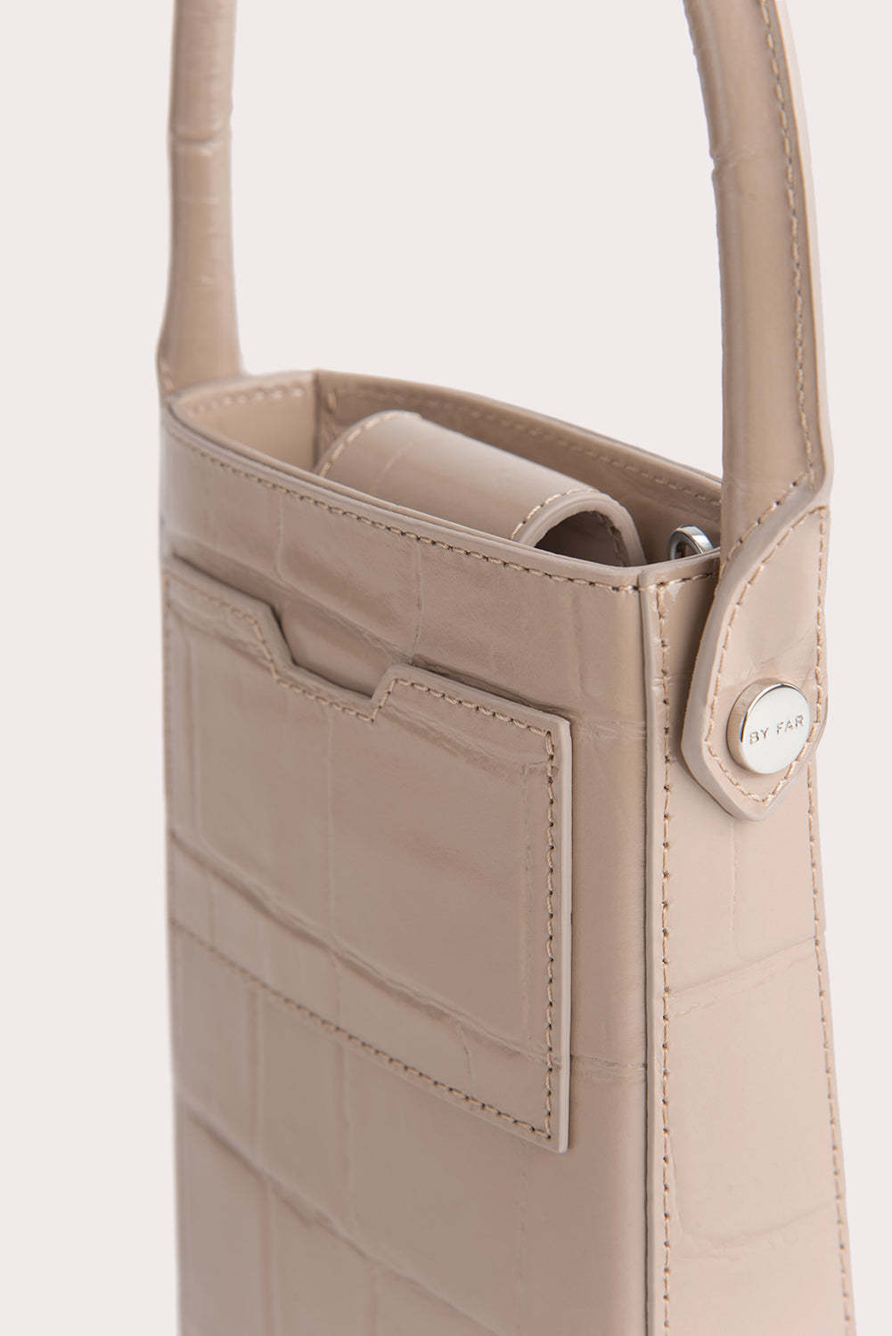 Shop By Far Embossed Clutch Bag In Nude