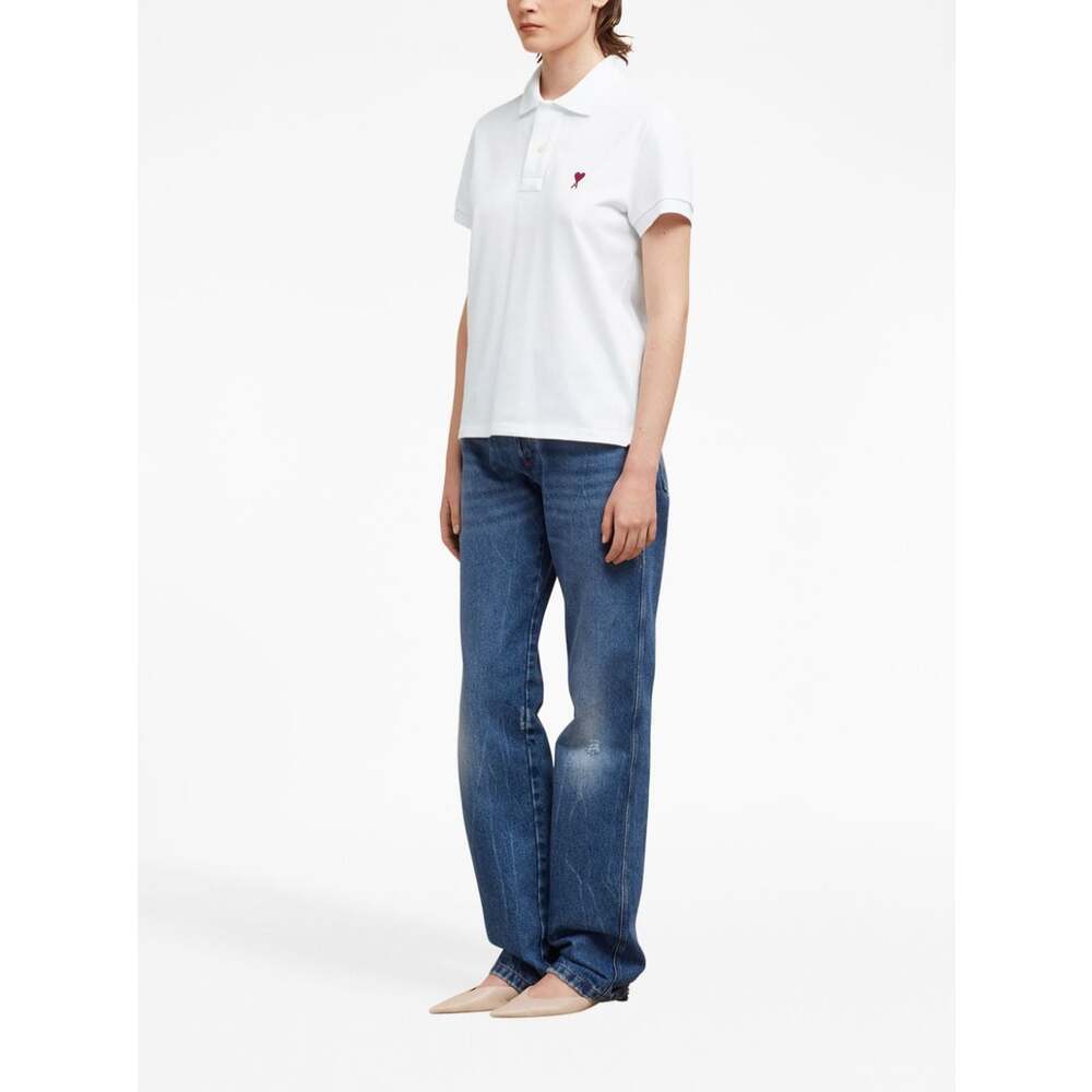 Ami Alexandre Mattiussi Organic Cotton Ami De Coeur Polo Shirt In White