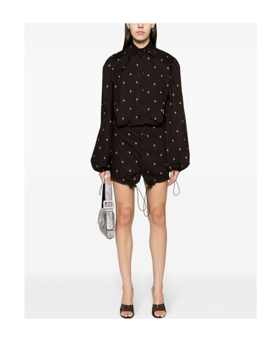 Attico Logo-print Cotton Shirt Dress In Black
