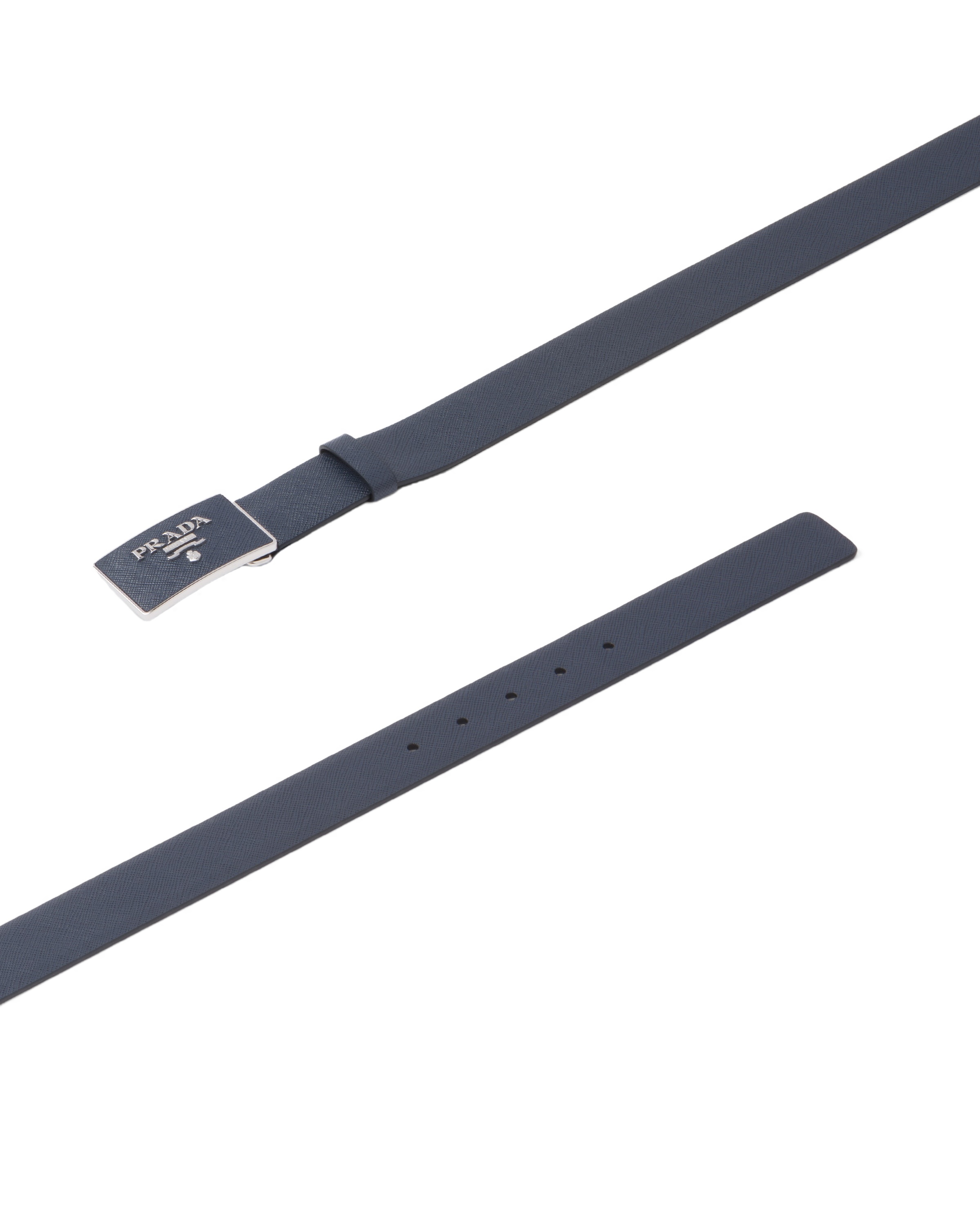 Prada Saffiano Leather Belt In Blue