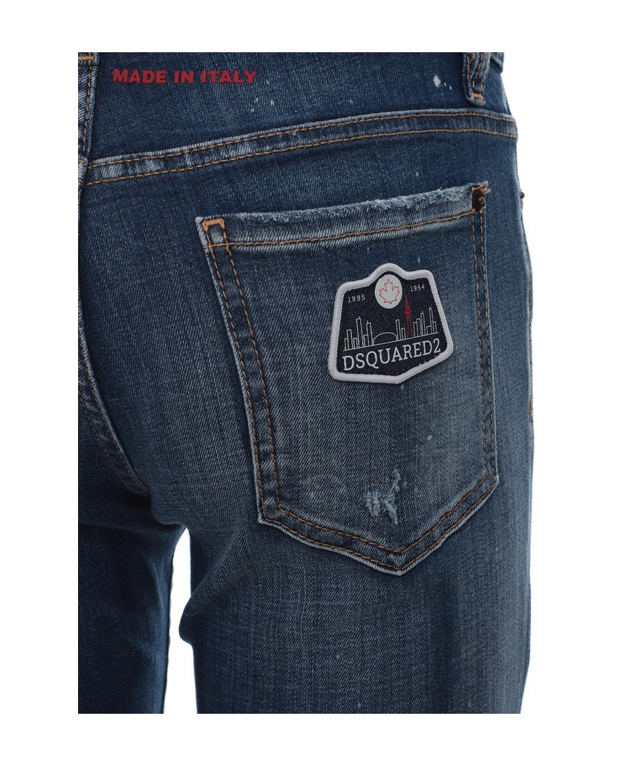 Dsquared2 Paint Splattered Skinny Jeans In Blue