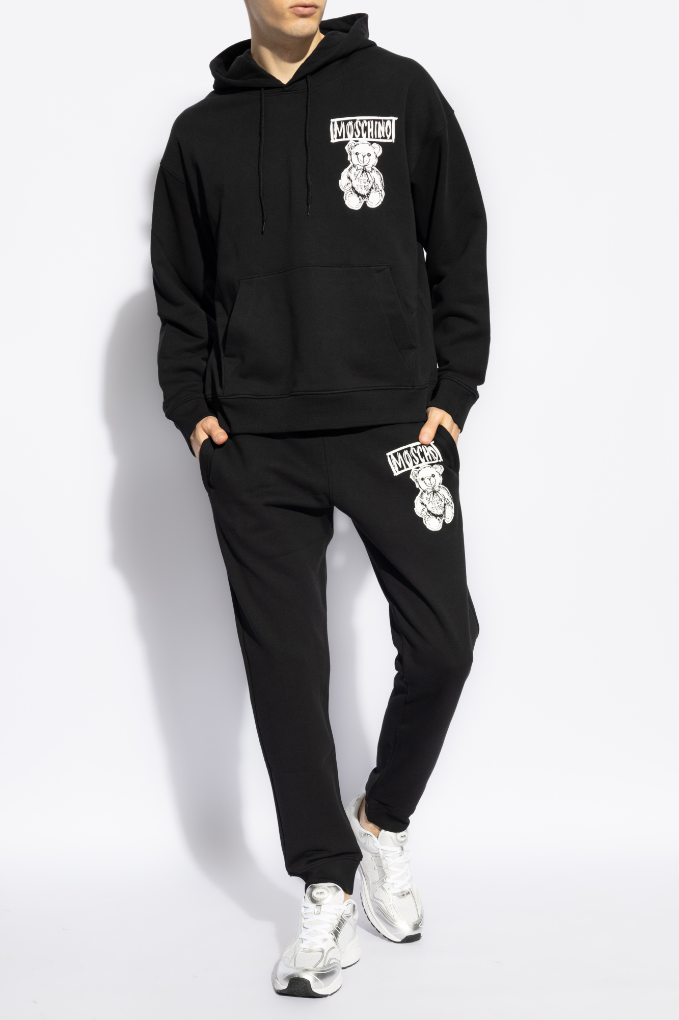 Moschino Teddy Bear-motif Hoodie In Black