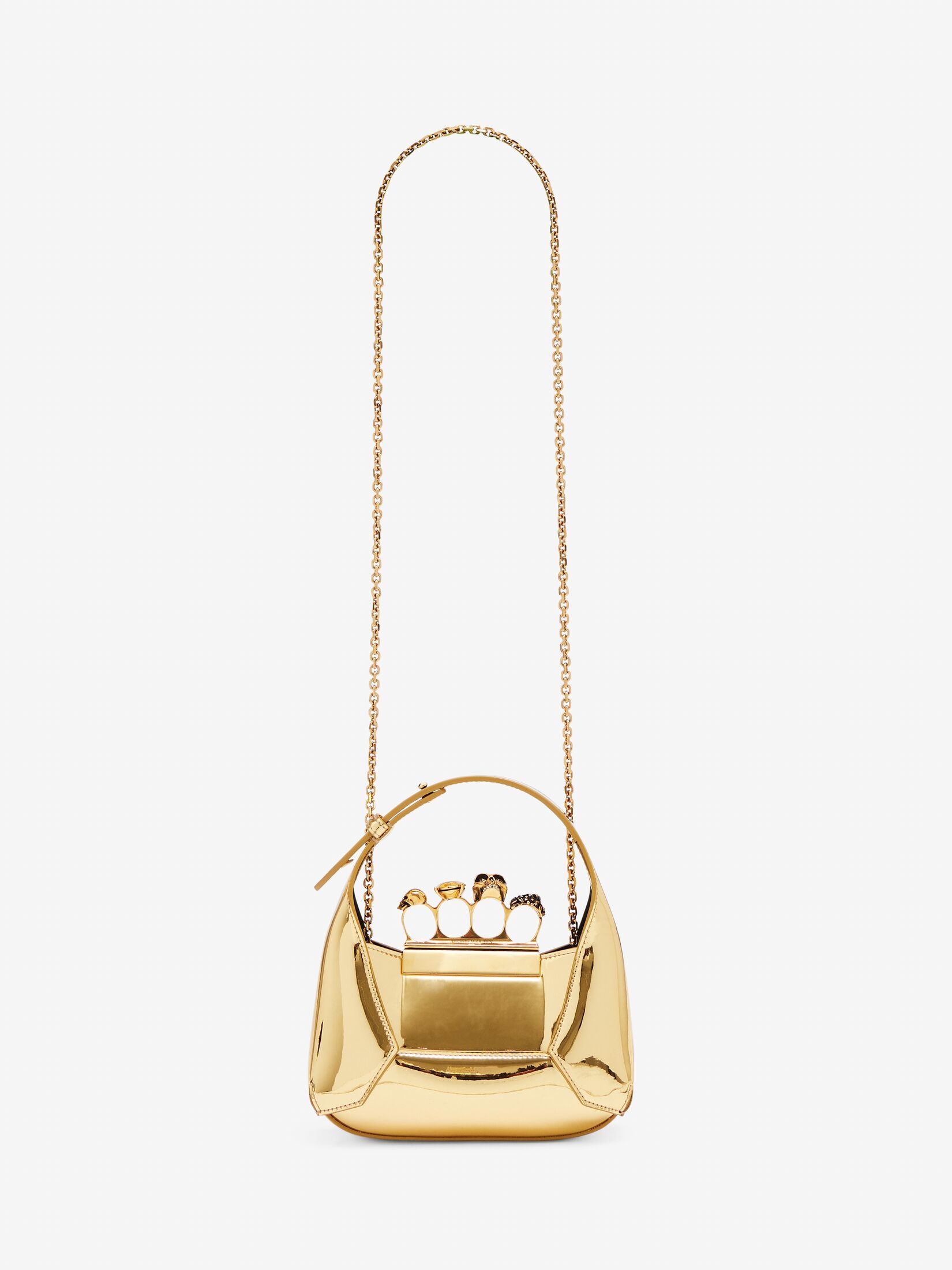 Alexander Mcqueen Jewelled Hobo Mini Shoulder Bag In Gold