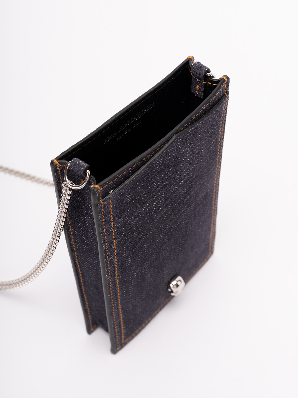 Alexander Mcqueen Skull-detail Denim Phone Holder In Black