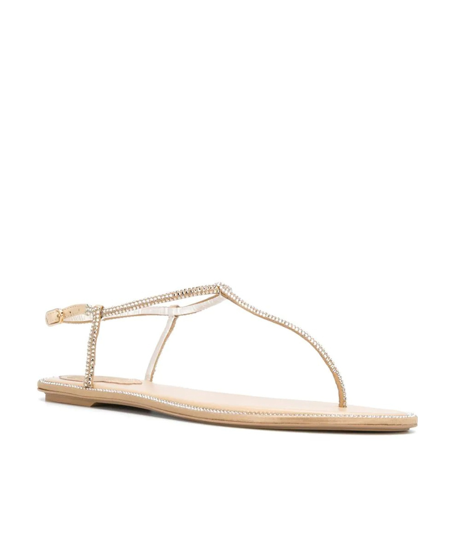 René Caovilla Diana Flip Flops Low Sandals With Crystals 10 Shoes In Grey