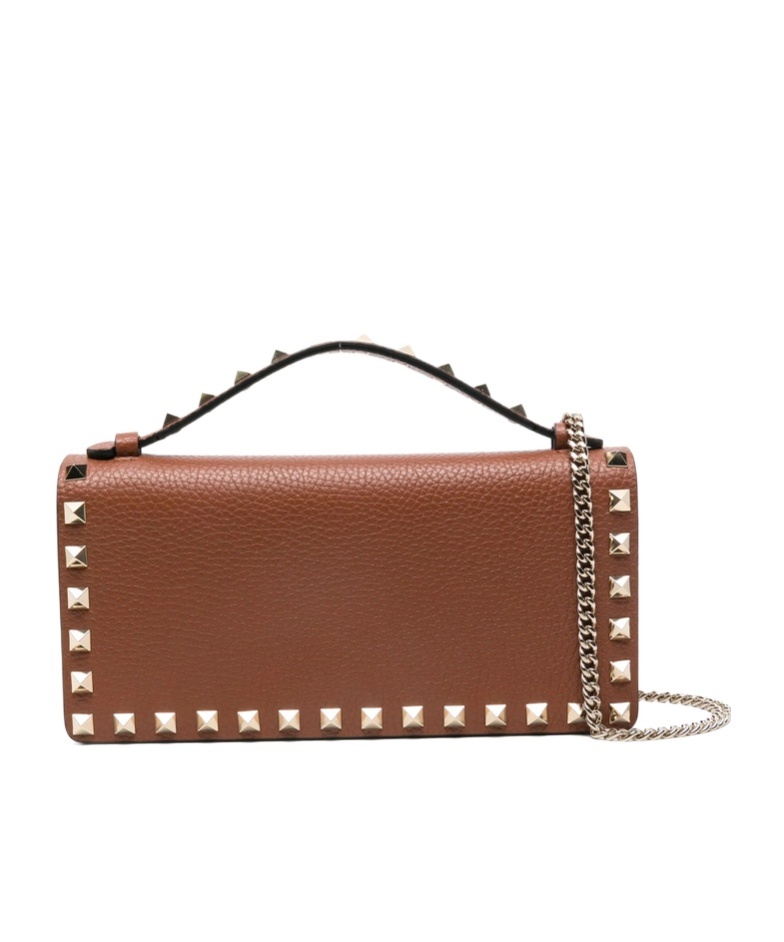 Valentino Stud-embellished Top-handle Mini Bag In Brown