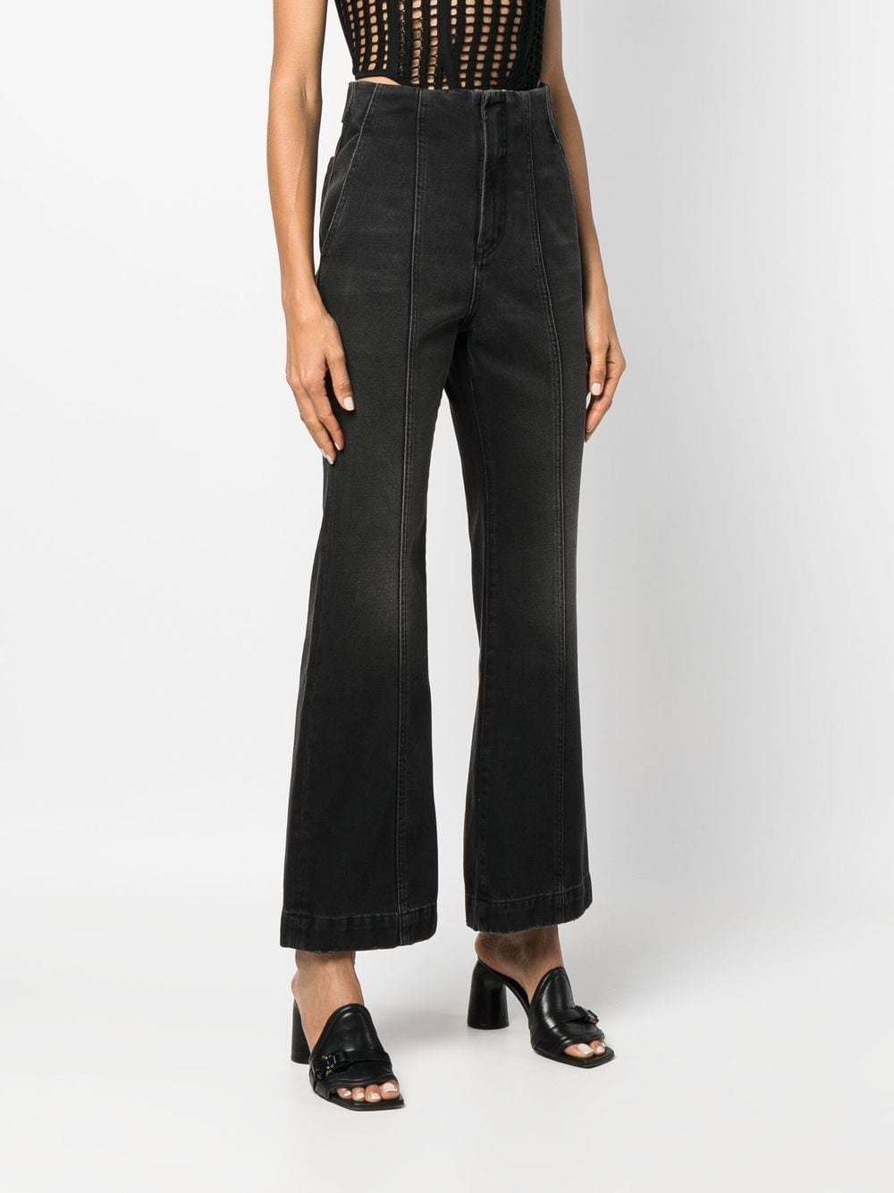 Ambush High-waisted Flared Jeans In Black