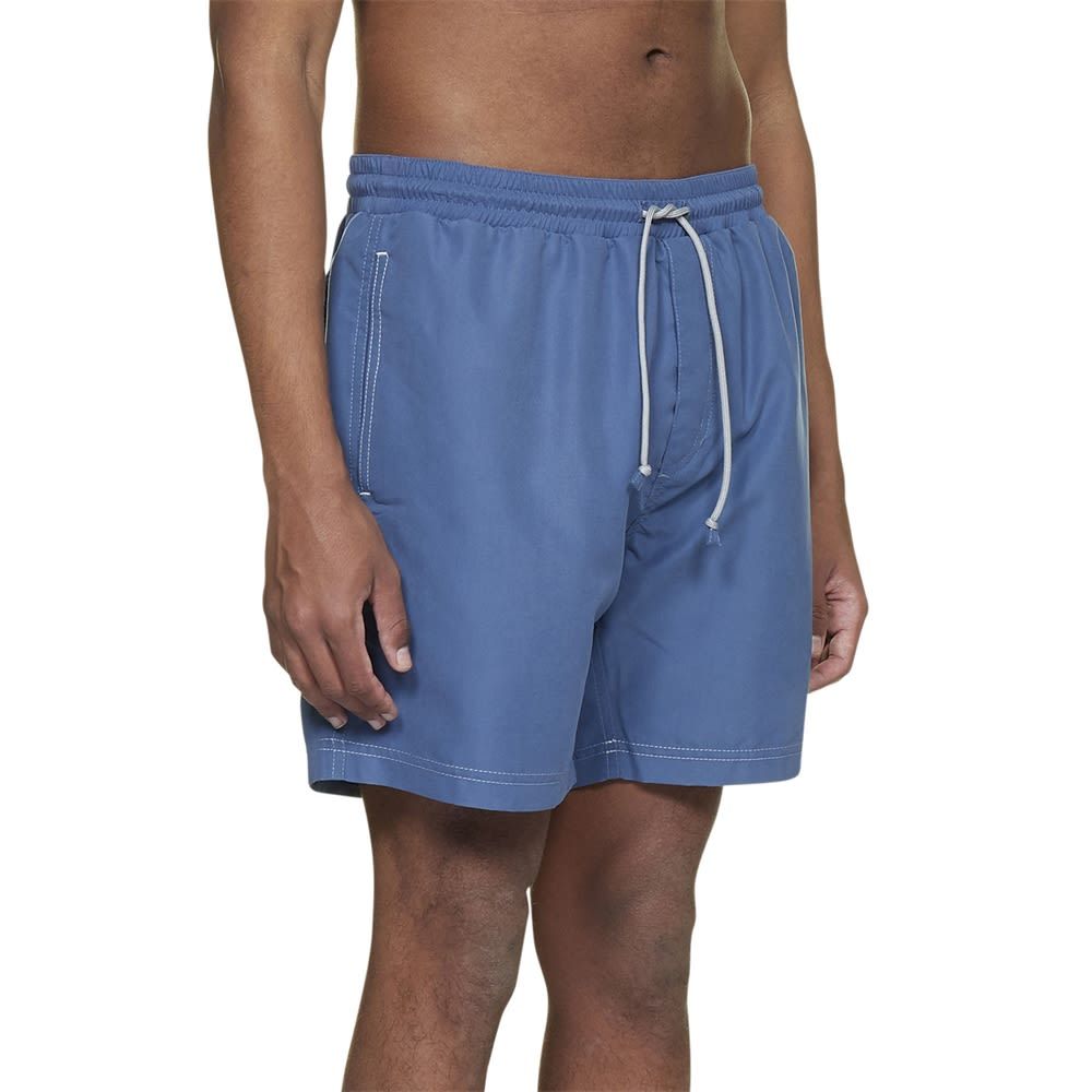Brunello Cucinelli Embroidered Emblem Swim Shorts In Blue