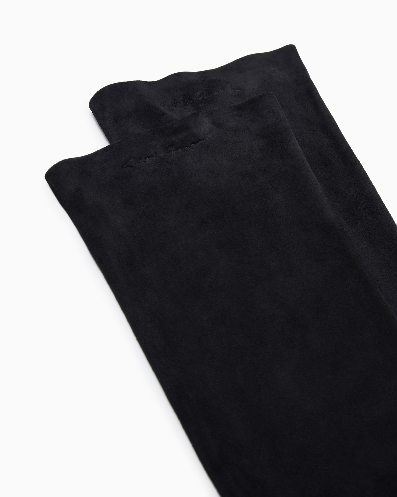 Giorgio Armani Elongated Black Lamb Leather Gloves In Black