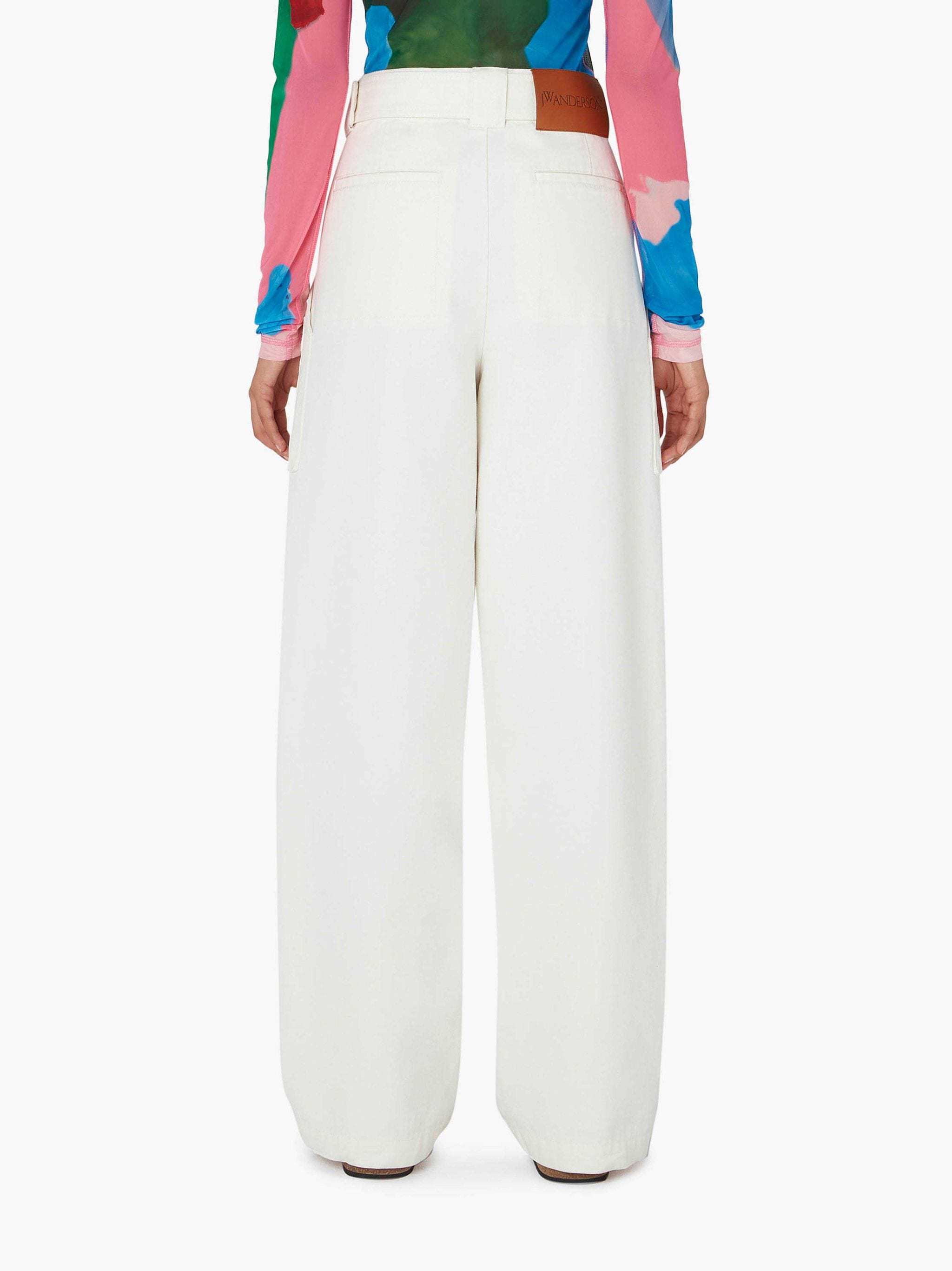 Jw Anderson Wide-leg Cotton Cargo Trousers In White