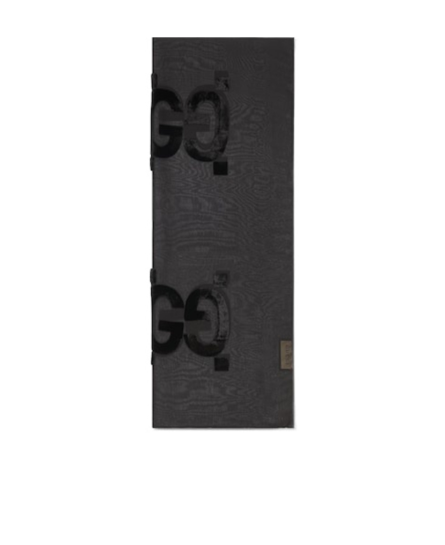 Gucci Gg Flocked-logo Scarf In Black