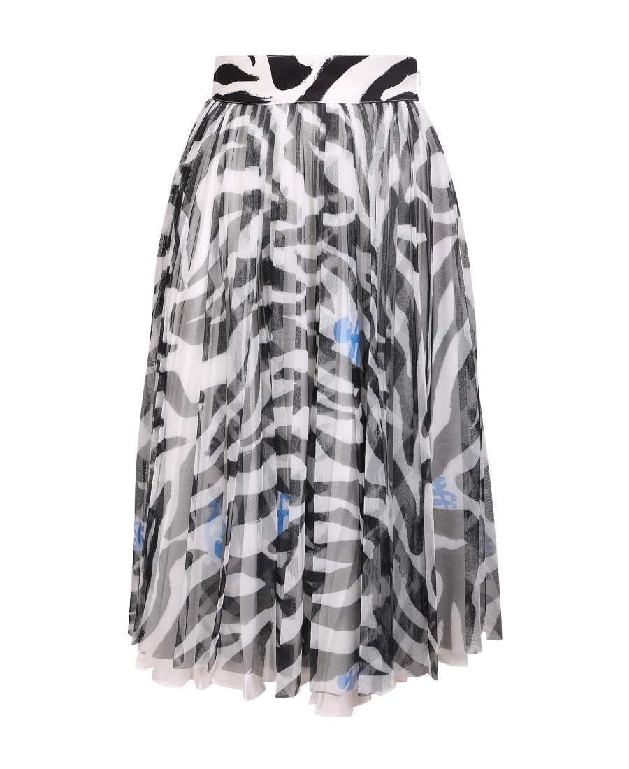Off-white Zebra Pleated Midi Skirt In Gray