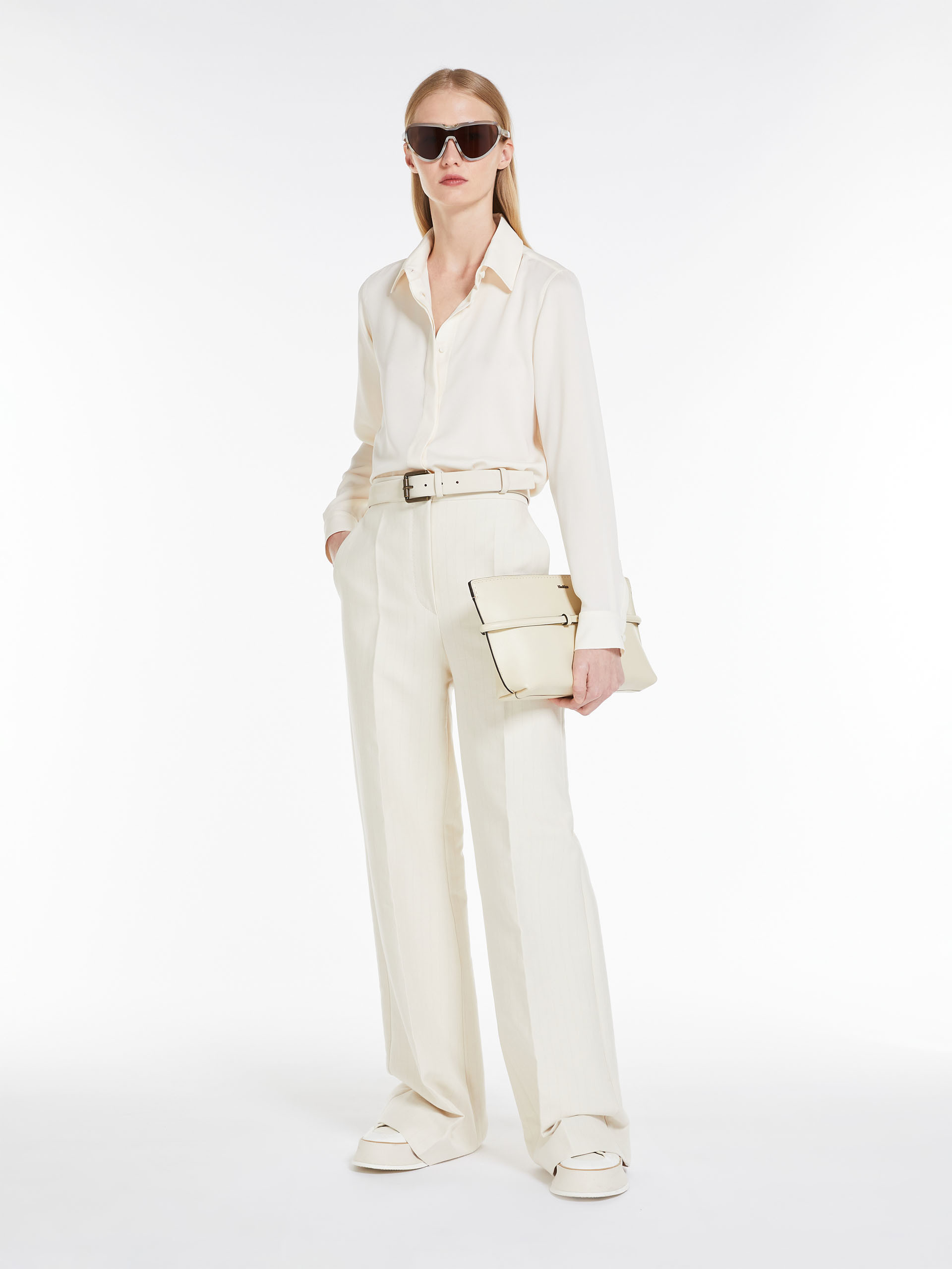 Max Mara Pointed Collar Long-sleeved Shirt In White