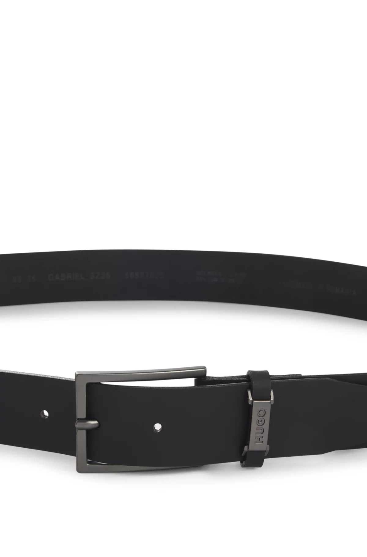 Hugo Boss Leather Belt With Logo Plaque Buckle In Black