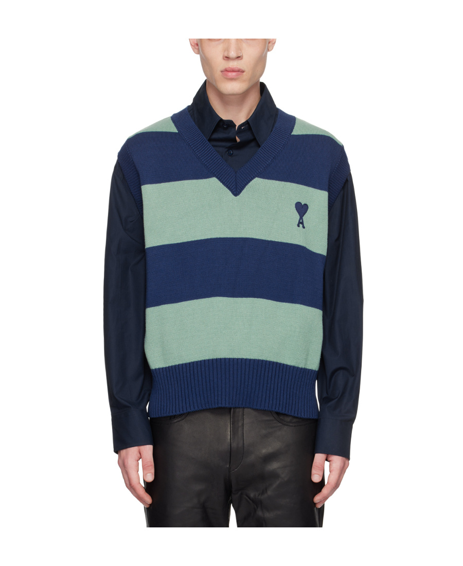 Ami Alexandre Mattiussi Rib Knitted Vest In Black