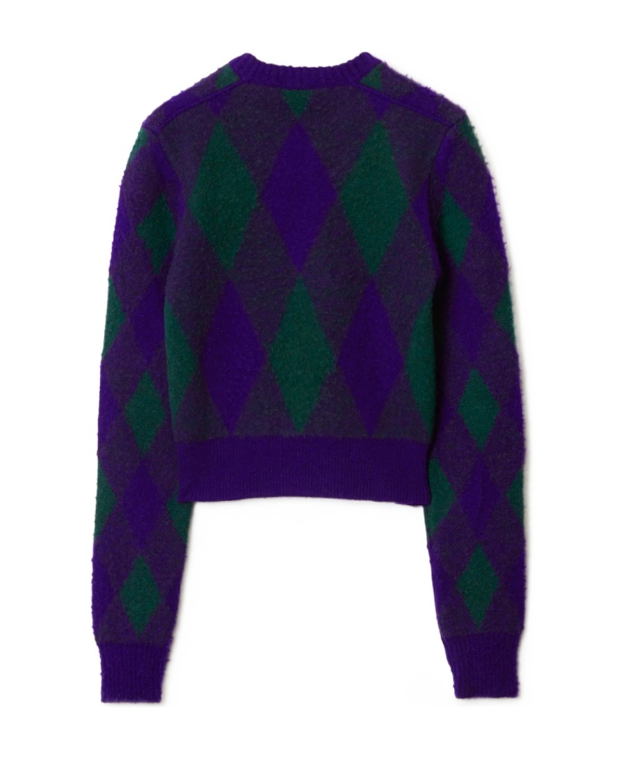 Burberry Check Knit Long-sleeve Thumbhole Sweater In Black