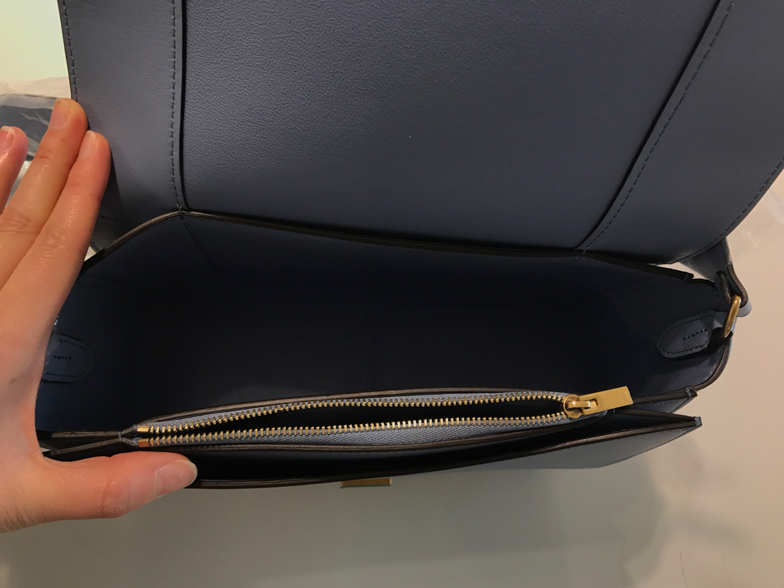 Celine Frame Medium Smooth Cow Leather Two-color Handbag In Blue
