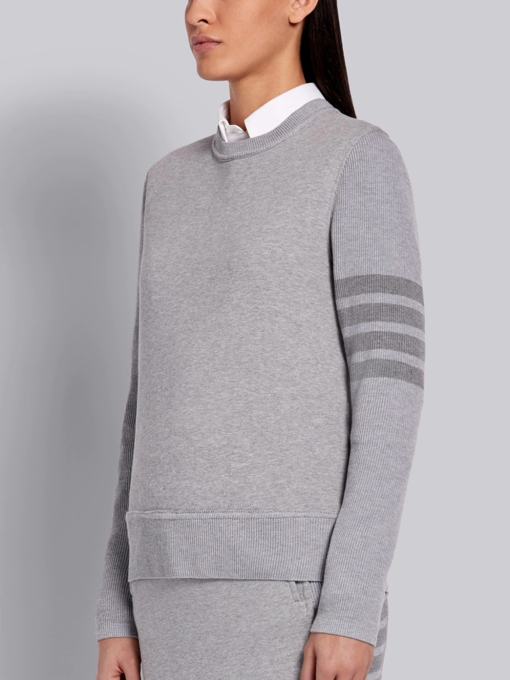 Thom Browne Tonal 4-bar Loopback Sweatshirt In Gray