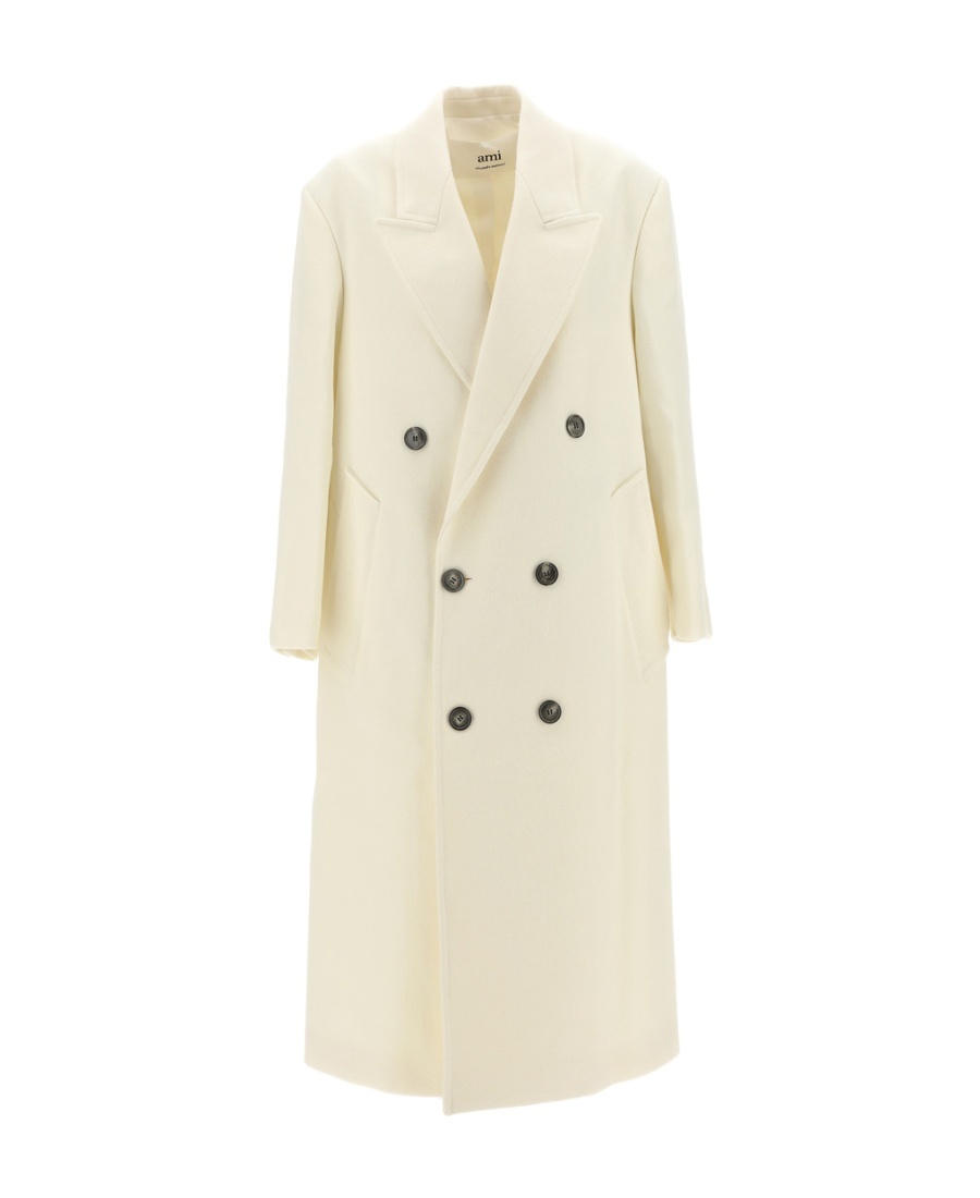 Ami Alexandre Mattiussi Wide-lapels Double-breasted Long Coat In White