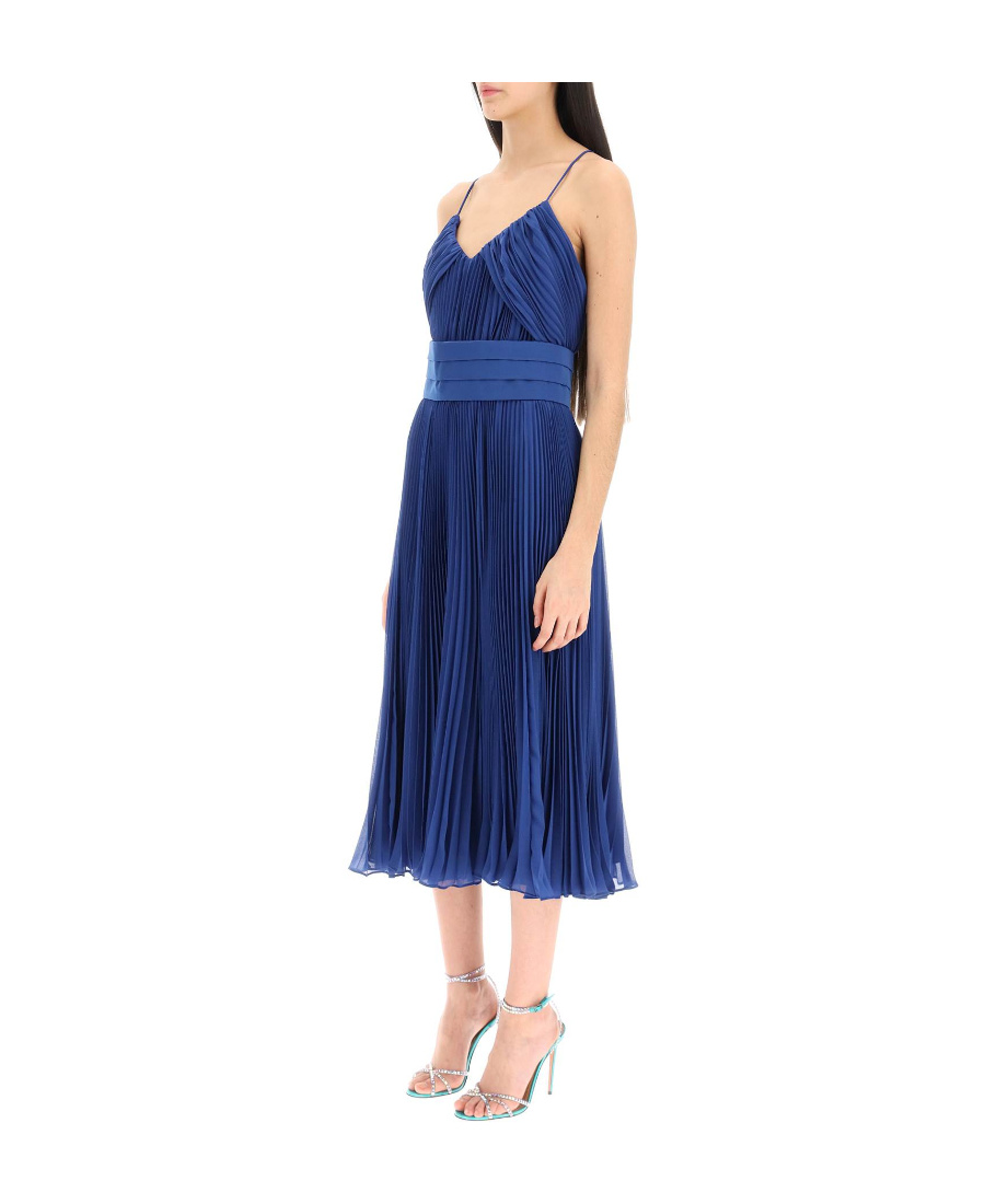 Max Mara Pleated Dress In Blue