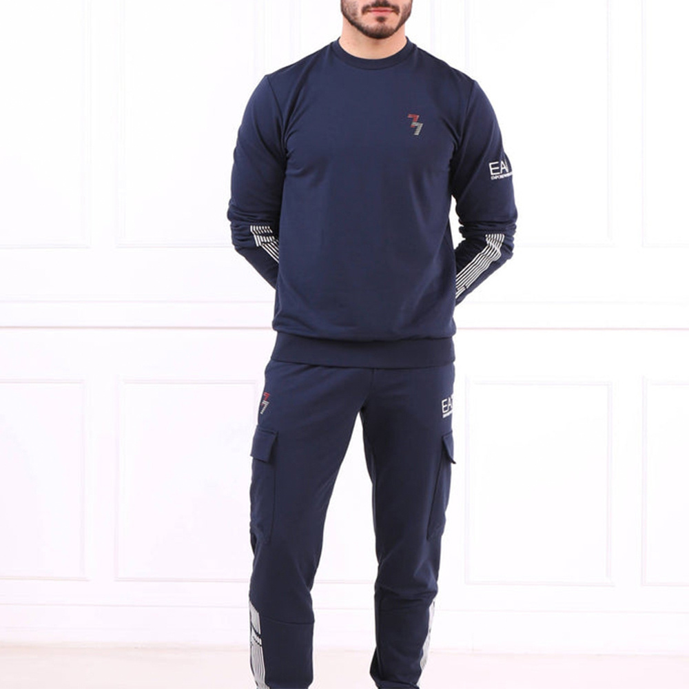 Ea7 Logo Pattern Sweater In Black