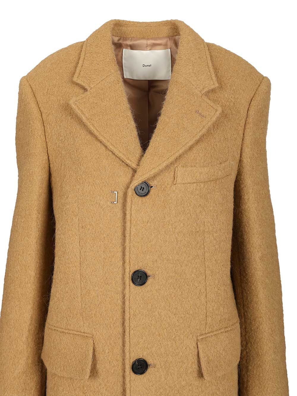 Dunst Unisex 2-way 3 Button Boucle Wool Coat Coats Beige In Brown