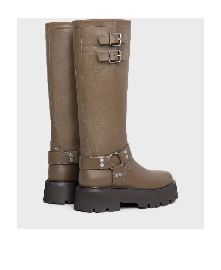 Celine Logo Boots In Brown