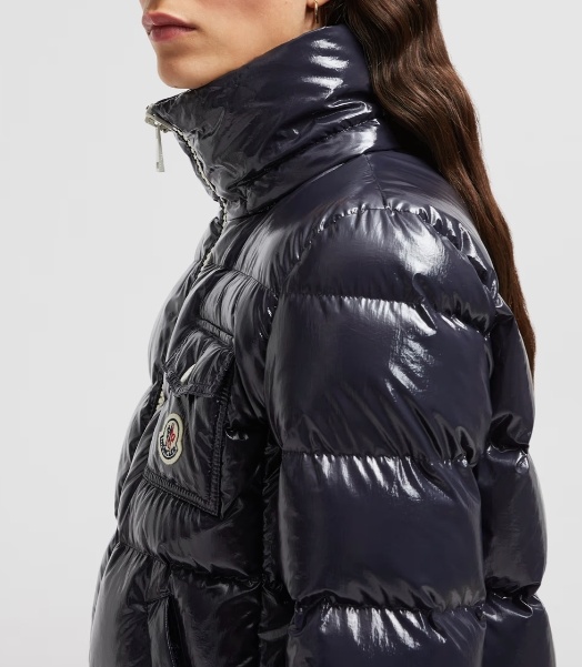Moncler Andro Hooded Short Down Jacket In Blue