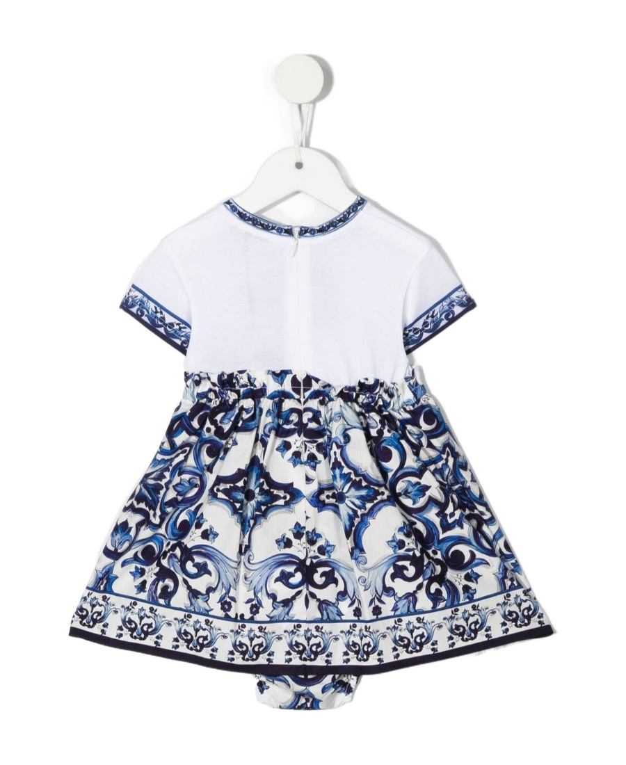 Dolce & Gabbana Majolica-print Cotton Dress In White