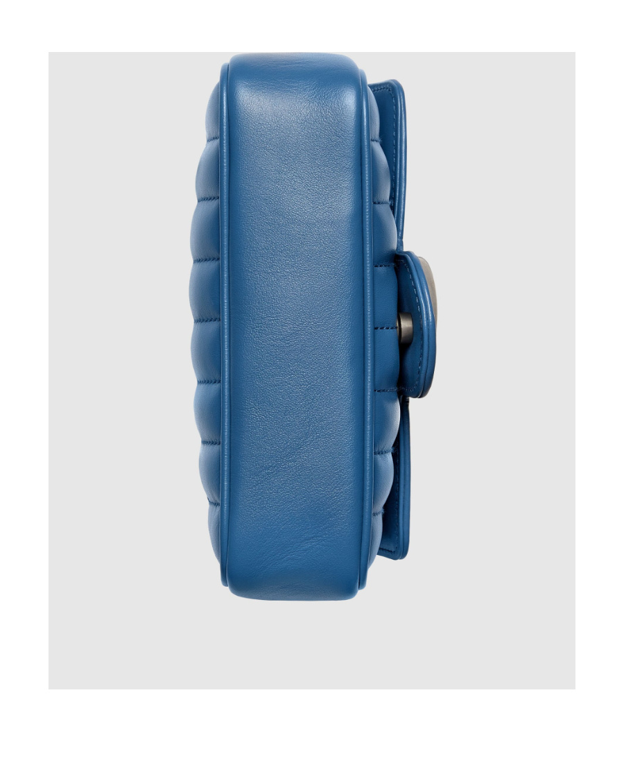 Gucci Mini Leather Gg Marmont Shoulder Bag In Blue