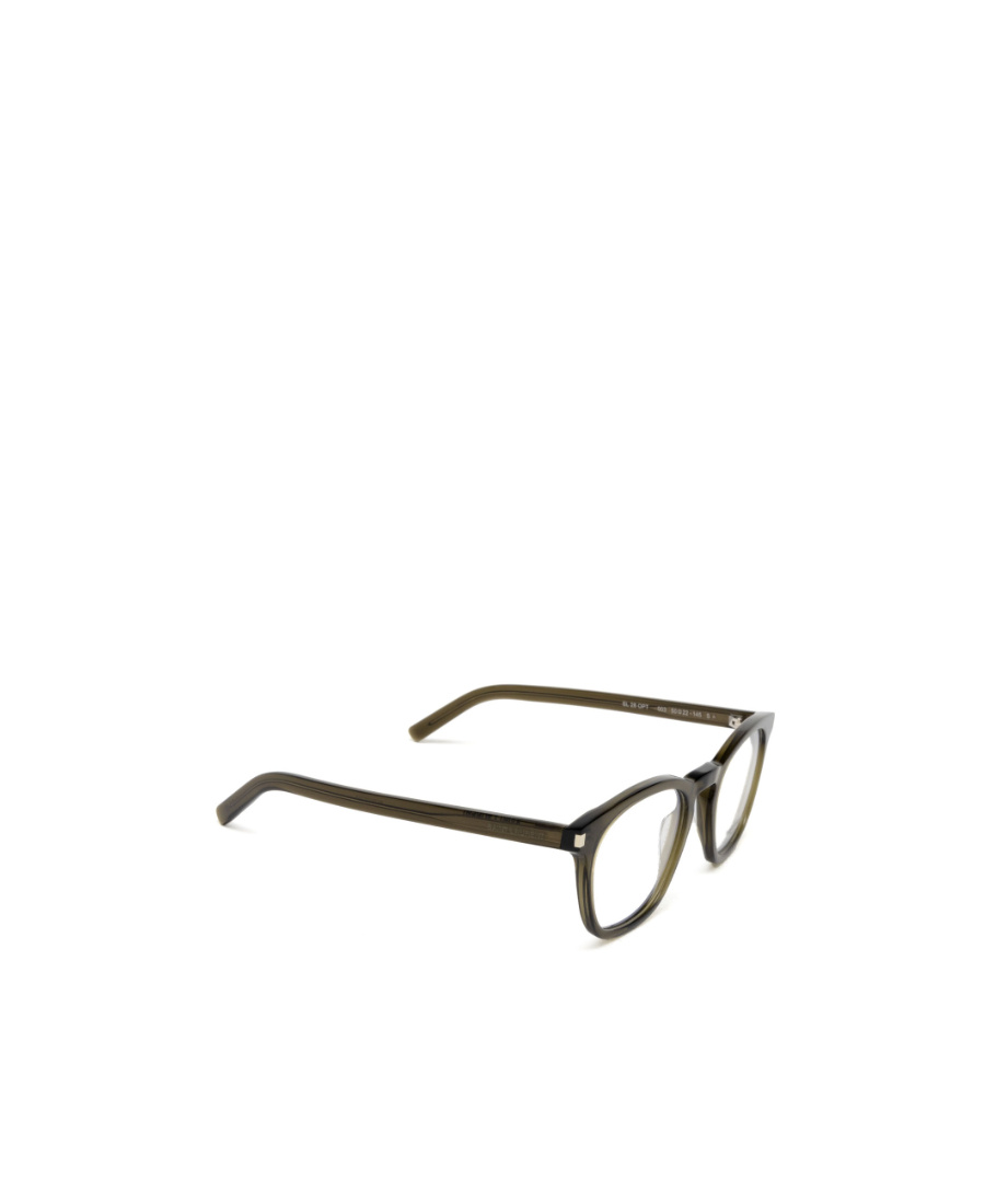 Saint Laurent Polished-effect Round-frame Glasses In Green
