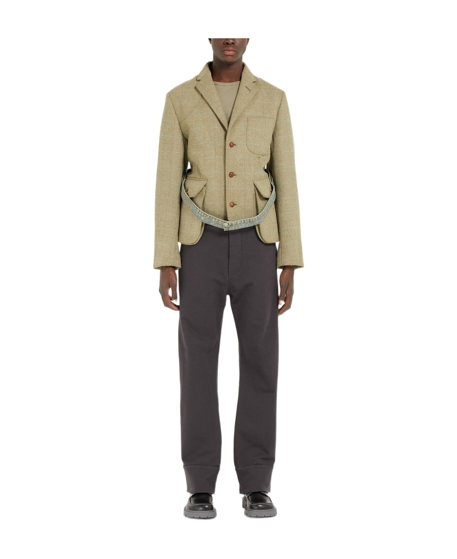 Maison Margiela Denim-patchwork Blazer In Nude
