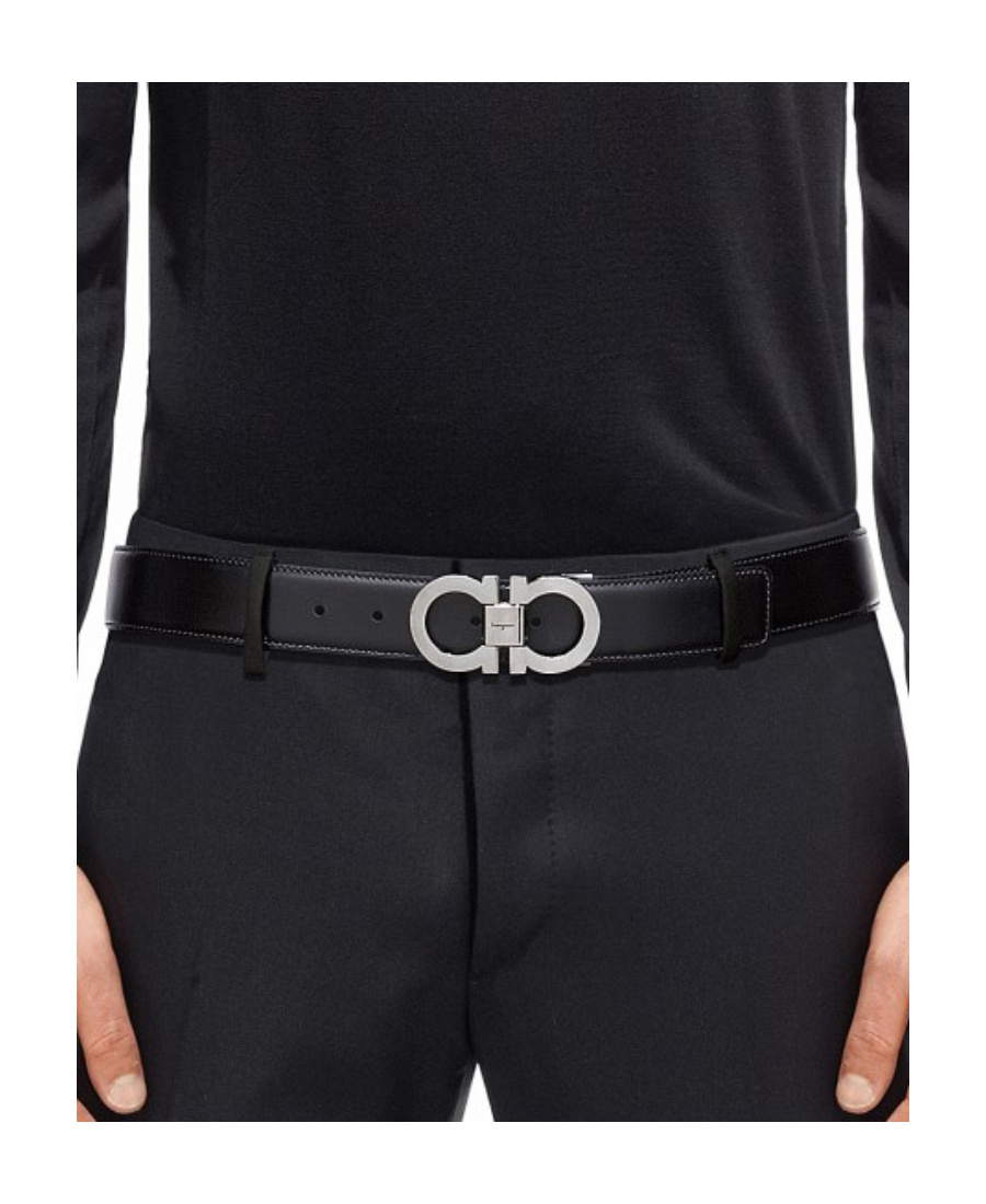 Ferragamo Double-sided Horse Collar Buckle Belt In Black