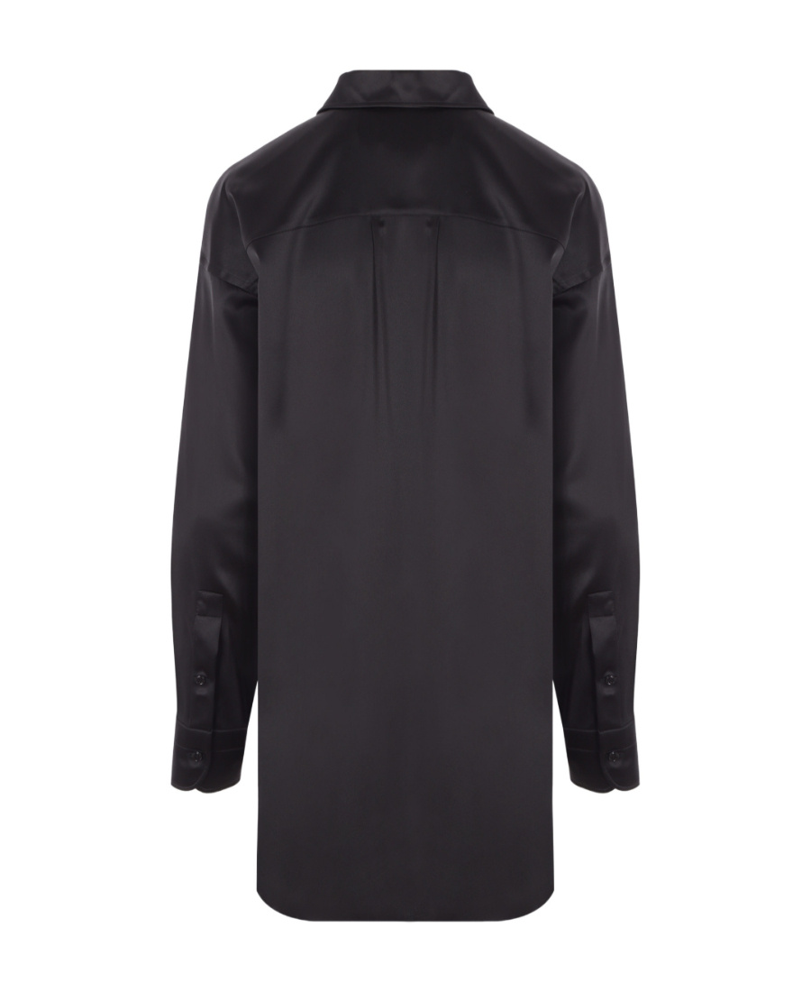 Tom Ford Stretch Silk Satin Relaxed Fit Shirt Clothing In Black