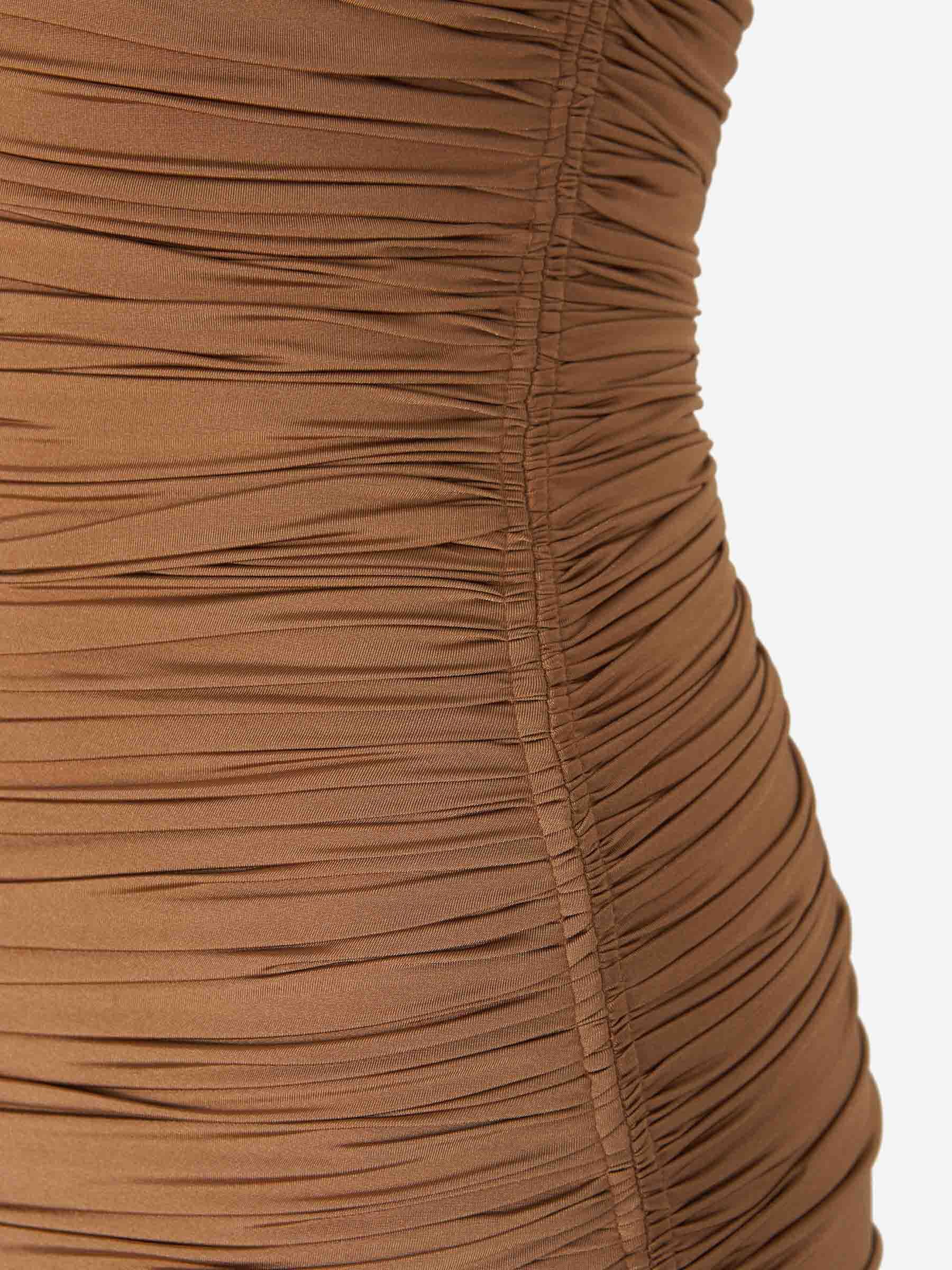 Mugler Asymmetric Ruched Maxi Dress