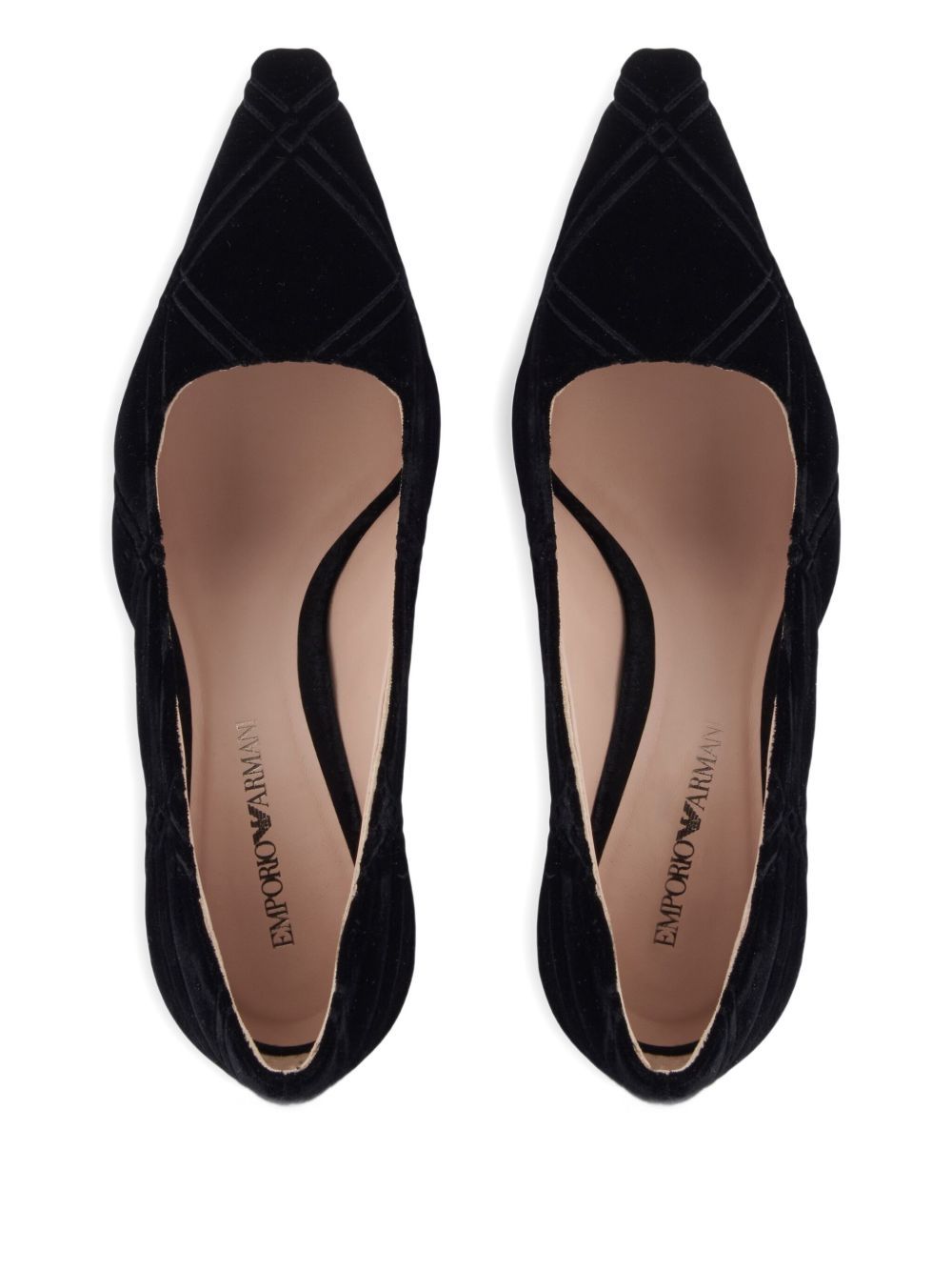 Emporio Armani Stylish Pumps With Curved Heel And Pattern In Black