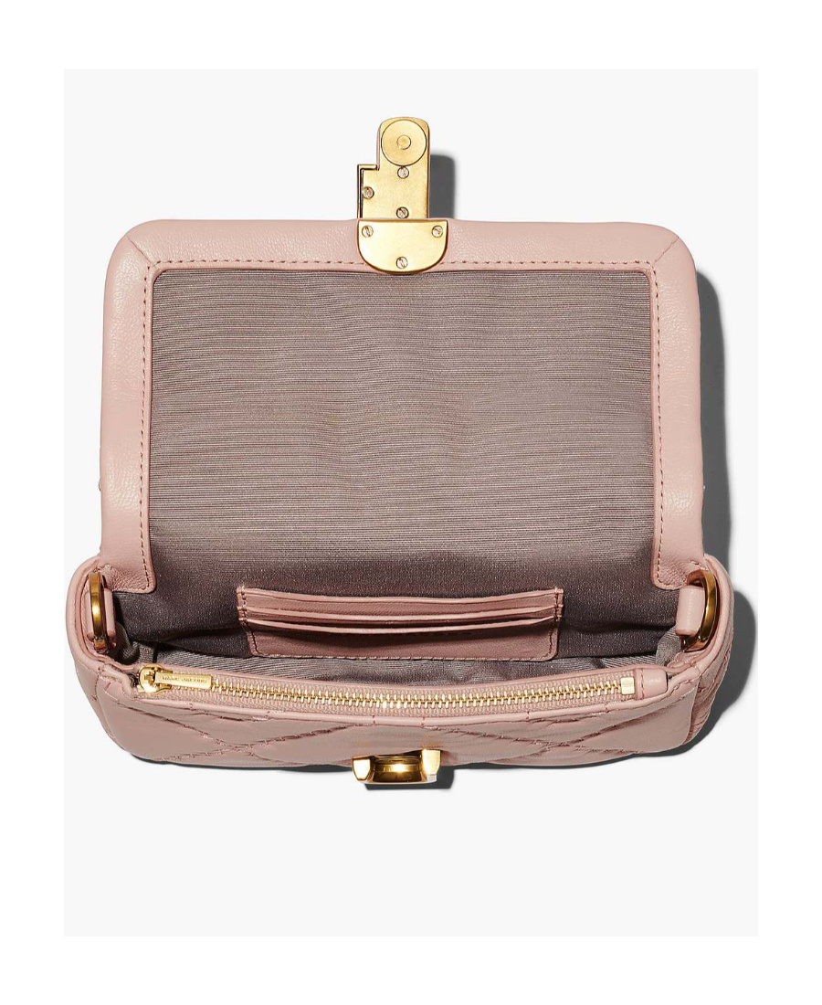 Marc Jacobs Logo Plaque Quilted Shoulder Bag In Nude