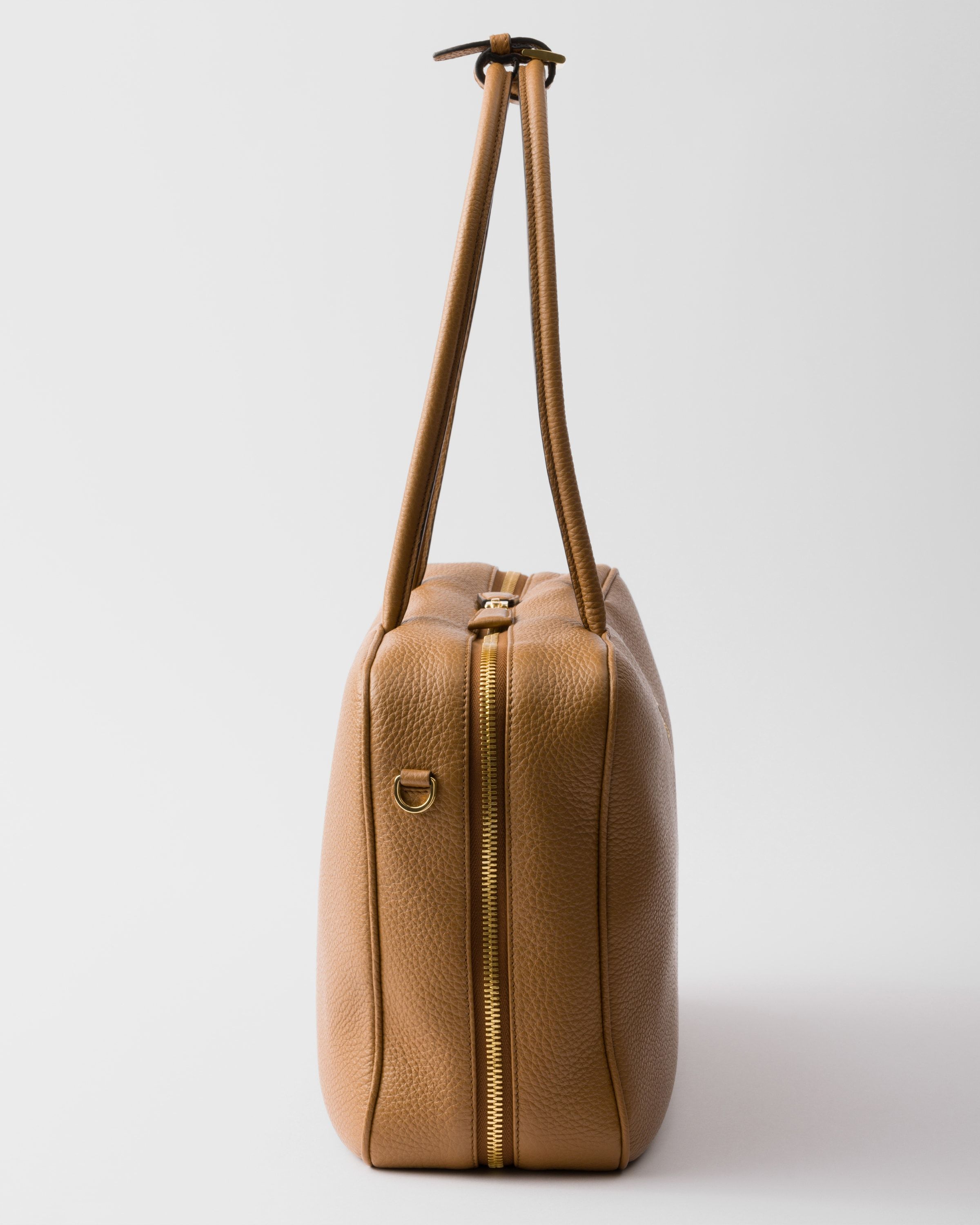 Prada Large Leather Top-handle Bag In Caramel