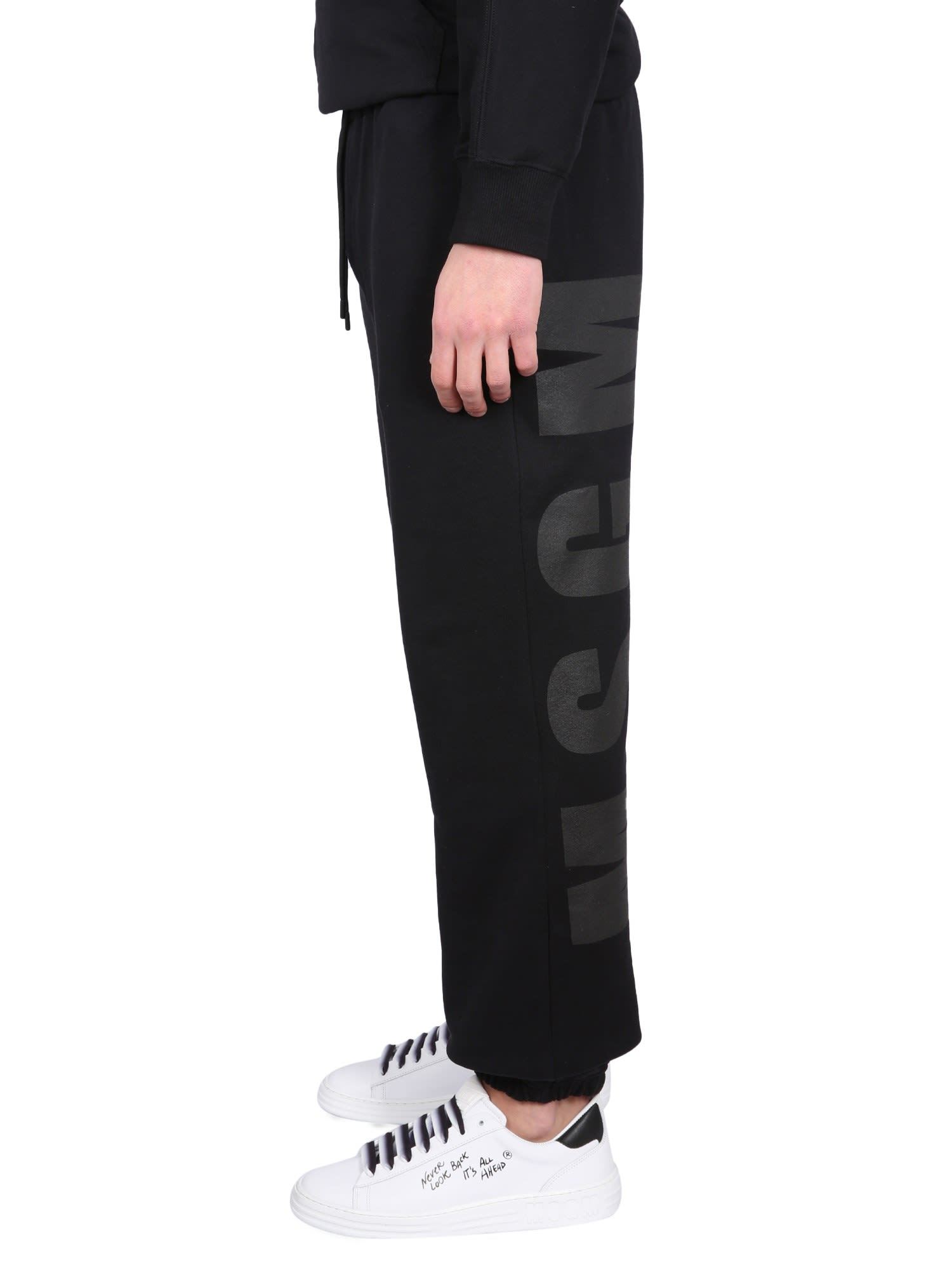 Msgm Logo-print Cotton Track Pants In Black
