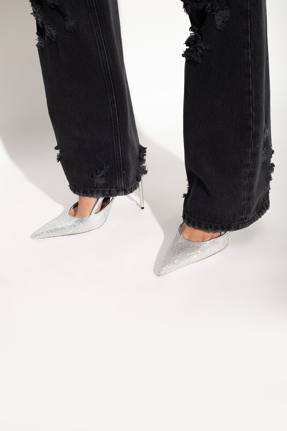Dolce & Gabbana Kim Dolcegabbana Crystal-embellished Slingback Pumps In Gray