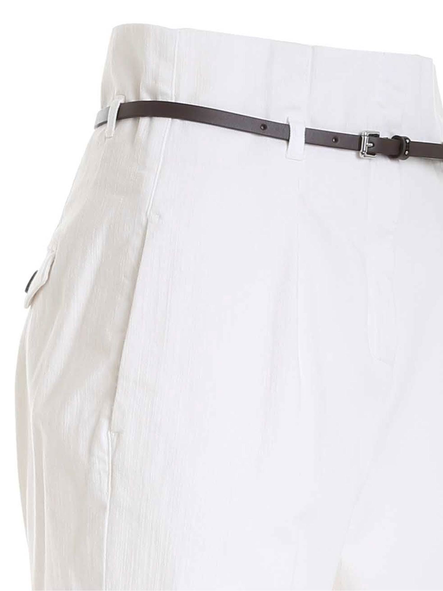 Peserico High-waisted Belted Tailored Trousers In White