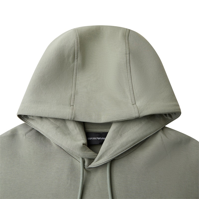 Emporio Armani Patch Hood Hoodie In Gray