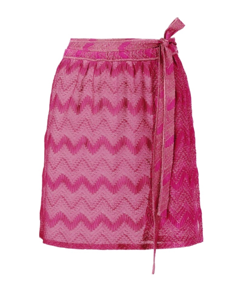 Missoni Zigzag Pattern Mini Skirt In Pink